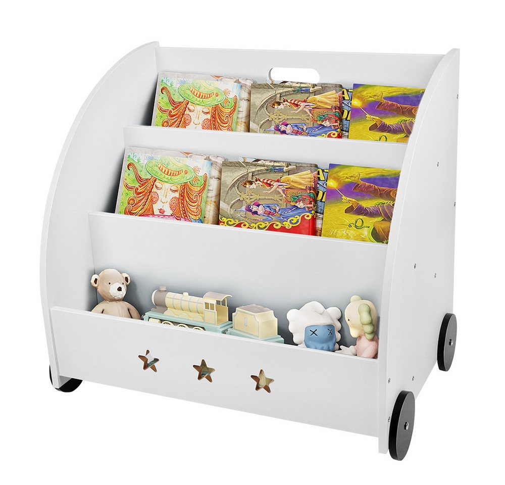 JEOBEST Kinderregal Kinderbücherregal mit 3 Ablagefächern, Holz Standregal with Räder, Mehrzweck Organizer JEOBEST Kinderregal Kinderbücherregal mit 3 Ablagefächern, Holz Standregal with Räder, Mehrzweck Organizer von JEOBEST