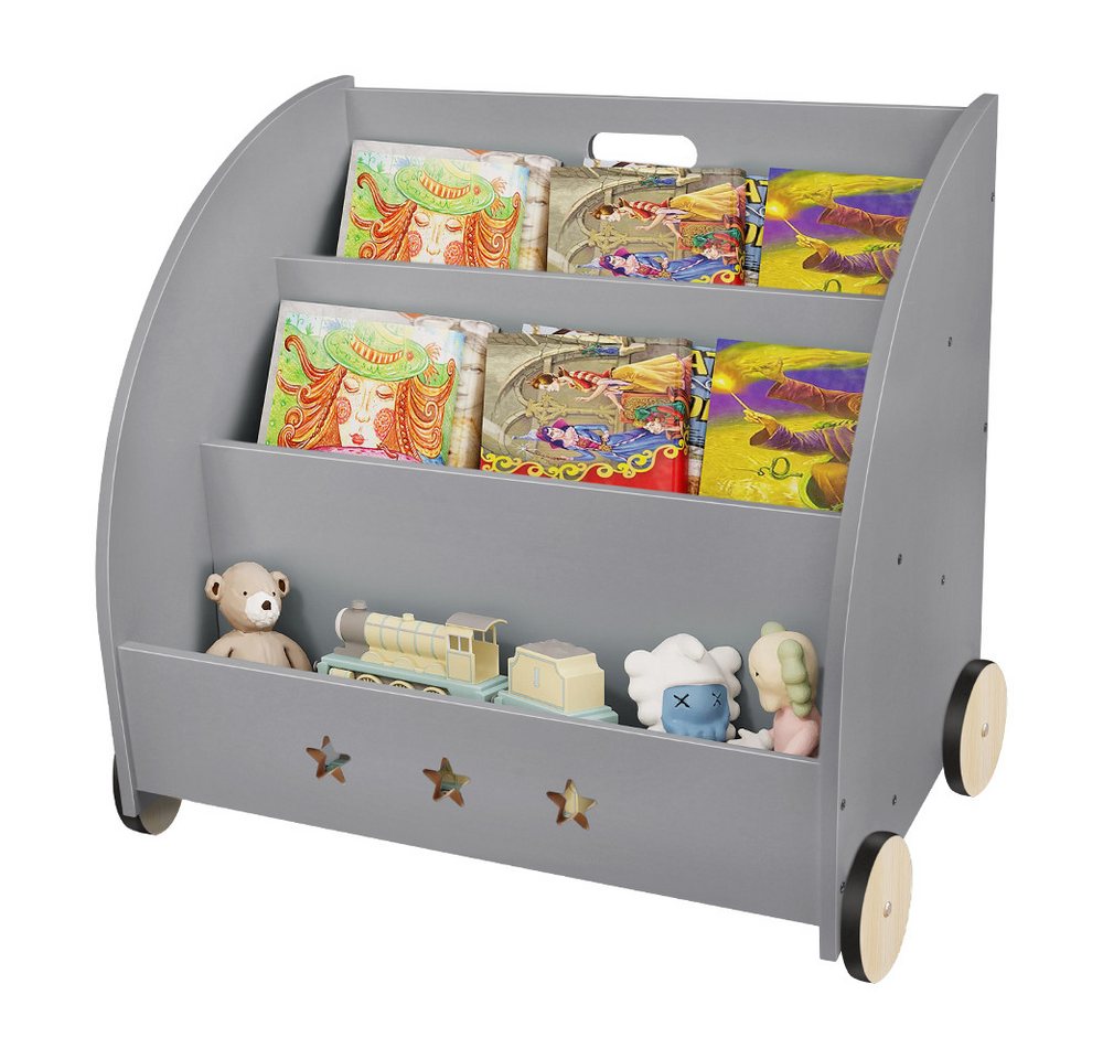 JEOBEST Kinderregal Kinderbücherregal mit 3 Ablagefächern, Holz Standregal with Räder, Mehrzweck Organizer JEOBEST Kinderregal Kinderbücherregal mit 3 Ablagefächern, Holz Standregal with Räder, Mehrzweck Organizer von JEOBEST
