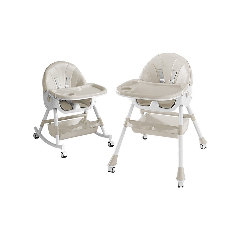 JEOBEST Kinderstuhl Kinderhochstuhl, Babystuhl, Kombihochstuhl,Baby Schaukelstuhl, (Verstellbare, mit Essbrett und Rollen, Korb, 5 Punkt Gurte) von JEOBEST