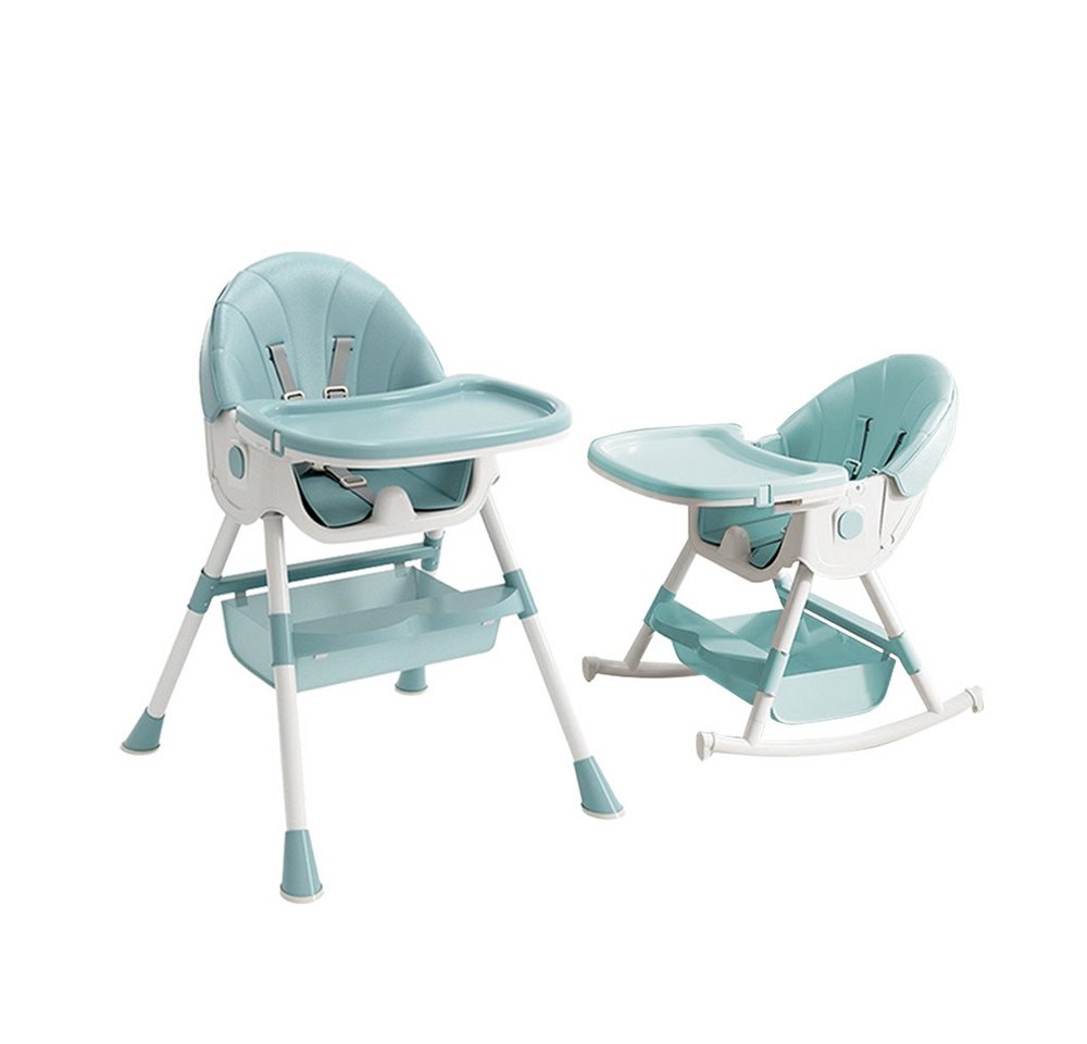 JEOBEST Kinderstuhl Kinderhochstuhl, Babystuhl, Kombihochstuhl,Baby Schaukelstuhl, (Verstellbare, mit Essbrett und Rollen, Korb, 5 Punkt Gurte) von JEOBEST