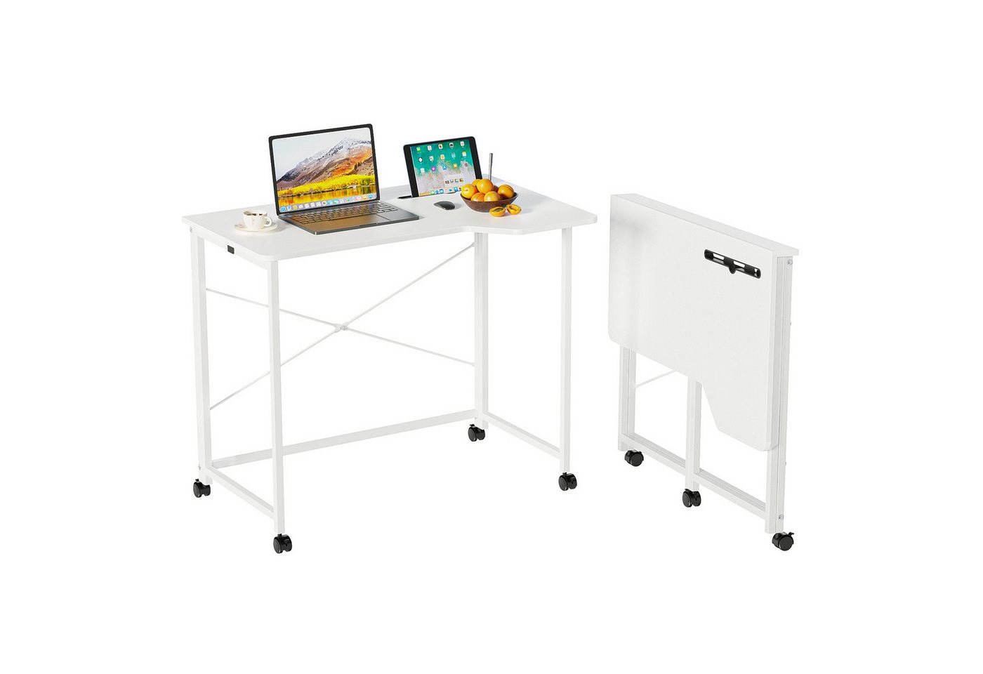 JEOBEST Klapptisch Schreibtisch, Computertisch mit Rollen, (1-St., 90x56cm) Platzsparend,mit Tablet Steckplatz von JEOBEST