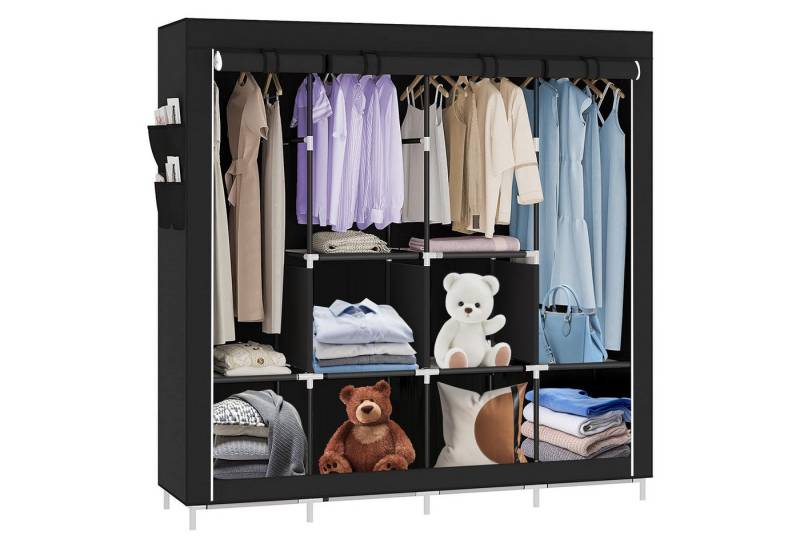 JEOBEST Kleiderschrank Stoffschrank, Kleiderschrank mit Kleiderstange und Ablagen Faltschrank für Schlafzimmer, Ankleidezimmer, 167 x 45 x 170 cm von JEOBEST