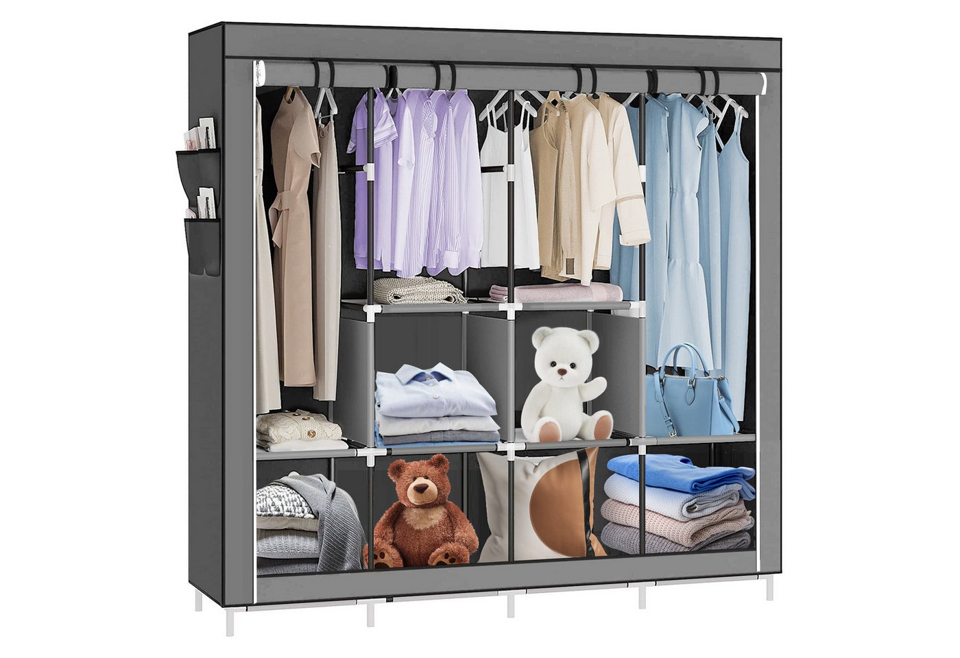 JEOBEST Kleiderschrank Stoffschrank, Kleiderschrank mit Kleiderstange und Ablagen Faltschrank für Schlafzimmer, Ankleidezimmer, 167 x 45 x 170 cm JEOBEST Kleiderschrank Stoffschrank, Kleiderschrank mit Kleiderstange und Ablagen Faltschrank für Schlafzimmer, Ankleidezimmer, 167 x 45 x 170 cm von JEOBEST