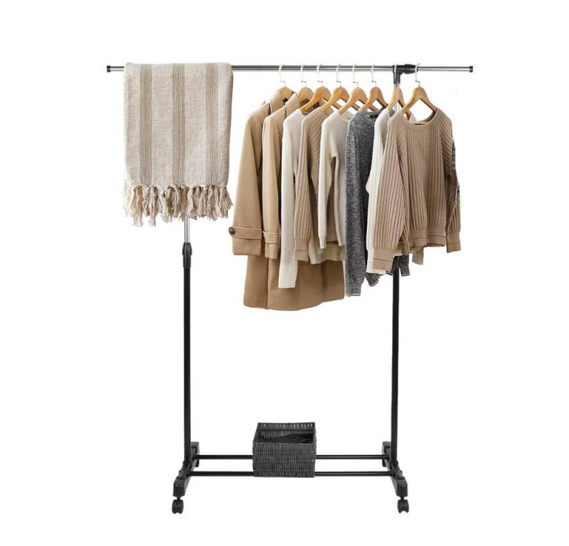 JEOBEST Kleiderständer Rollgarderobe Kleiderstange ausziehbar mit Rollen, Clothes rail coat rack, Höhenverstellbar und ausziehbar von JEOBEST