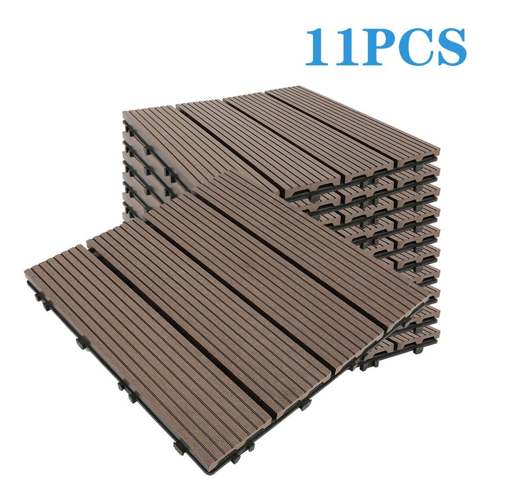 JEOBEST Klickfliese Terrassenplatte, Balkonboden 30x30 cm, Fliese in Holzoptik Bodenbelag, 11 Stück Balkon Bodenfliese, Leicht zu reinigen JEOBEST Klickfliese Terrassenplatte, Balkonboden 30x30 cm, Fliese in Holzoptik Bodenbelag, 11 Stück Balkon Bodenfliese, Leicht zu reinigen von JEOBEST