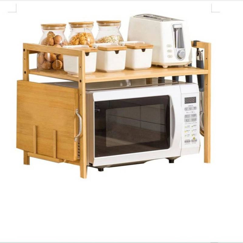 JEOBEST Küchenregal Mikrowellenständer mit 2 Etagen aus Bambus Mikrowelle Regal, 1 ST, Küchenaufbewahrung Organizer mit 4 Hacken und Schneidebrettständer JEOBEST Küchenregal Mikrowellenständer mit 2 Etagen aus Bambus Mikrowelle Regal, 1 ST, Küchenaufbewahrung Organizer mit 4 Hacken und Schneidebrettständer von JEOBEST