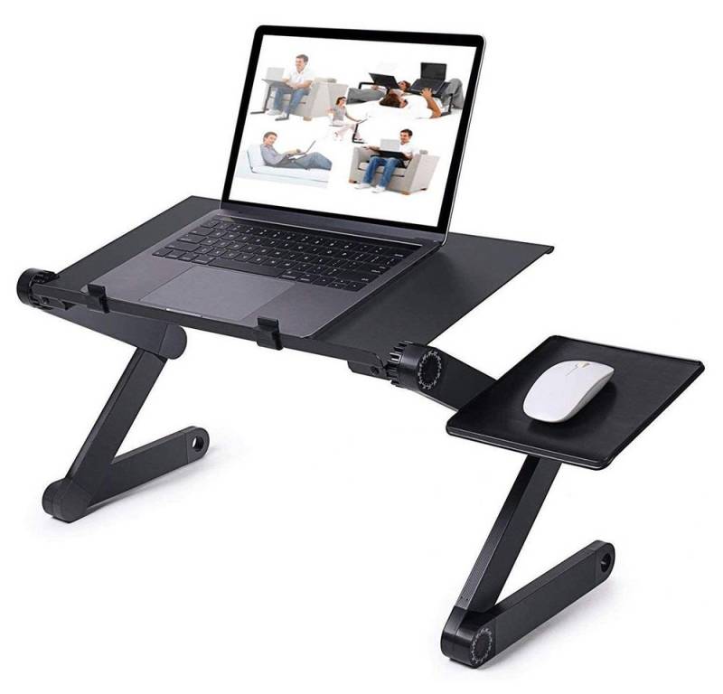 JEOBEST Laptoptisch Laptop-Ständer, Aluminiumlegierung Platte 42x26cm, Klappbarer, Verstellbar, Tragbares Bett Frühstück Tablett Buch Ständer von JEOBEST
