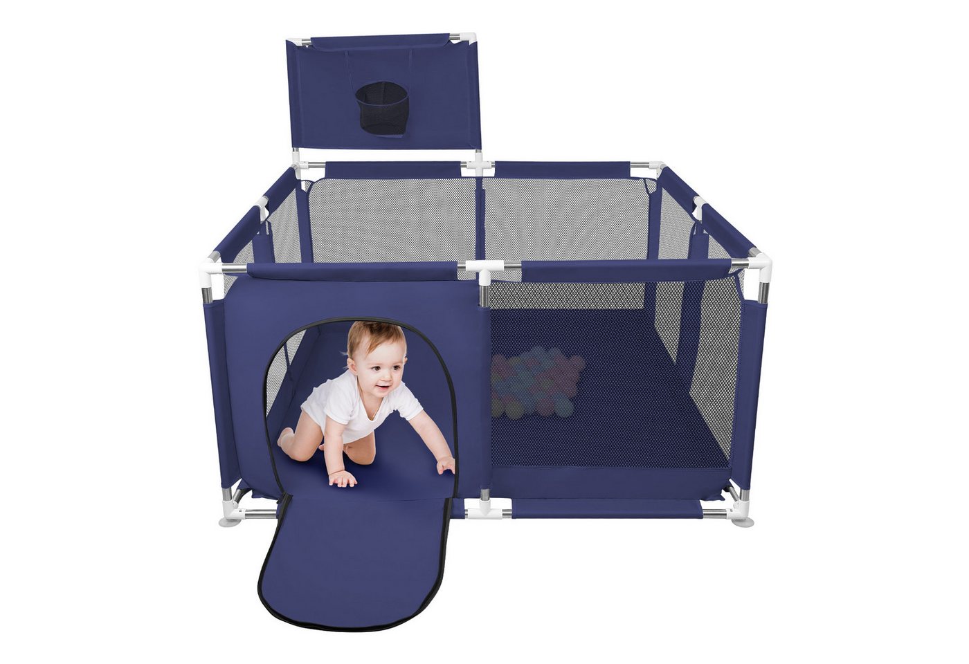 JEOBEST Laufstall Laufstall Baby 126x66cm Laufgitter baby Kinder laufgitter, Sicherer Spielbereich - mit Basketball-Netz und 50 Ozeanbälle JEOBEST Laufstall Laufstall Baby 126x66cm Laufgitter baby Kinder laufgitter, Sicherer Spielbereich - mit Basketball-Netz und 50 Ozeanbälle von JEOBEST