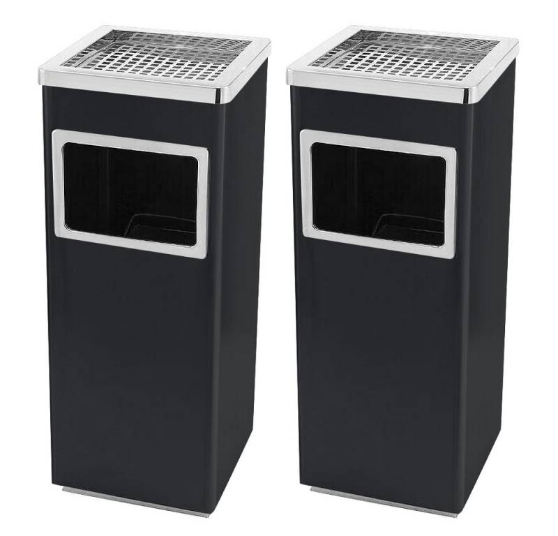 JEOBEST Mülleimer 48L Standaschenbecher Aschenbecher mit Mülleimer, (2-St, Eckig) Edelstahl, Abfalleimer mit Inneneimer von JEOBEST