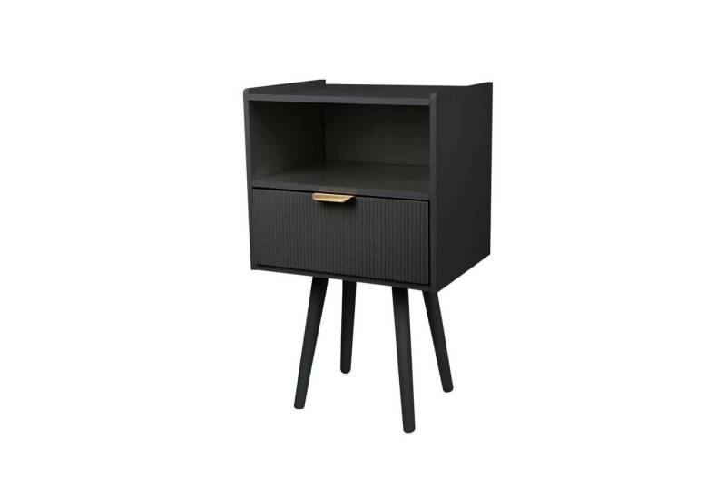 JEOBEST Nachttisch Nachtschrank mit 1 Schublade und 1 Offenem Fach, (1/2-St) Beistelltisch mit Schublade, Massivholzfüßen, Griff von JEOBEST