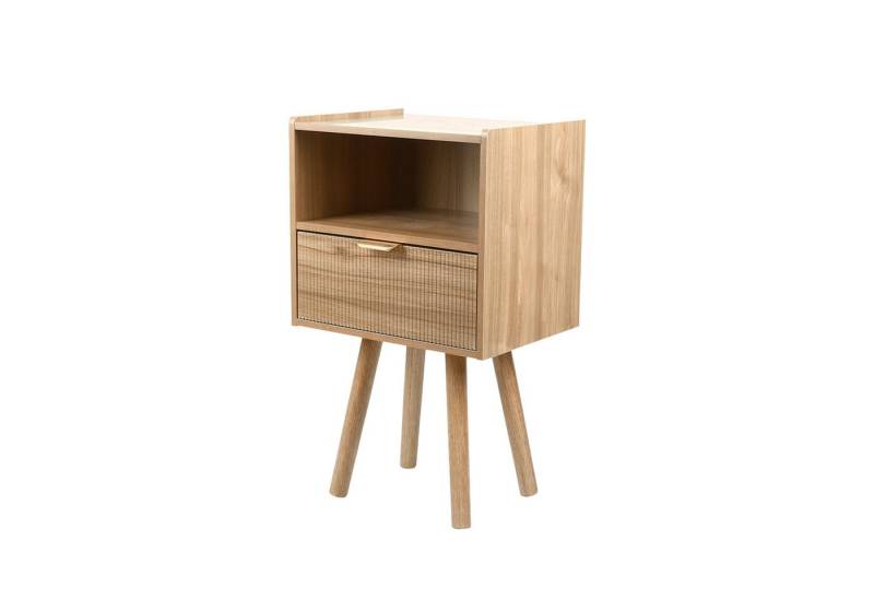 JEOBEST Nachttisch Nachtschrank mit 1 Schublade und 1 Offenem Fach, (1/2-St) Beistelltisch mit Schublade, Massivholzfüßen, Griff von JEOBEST
