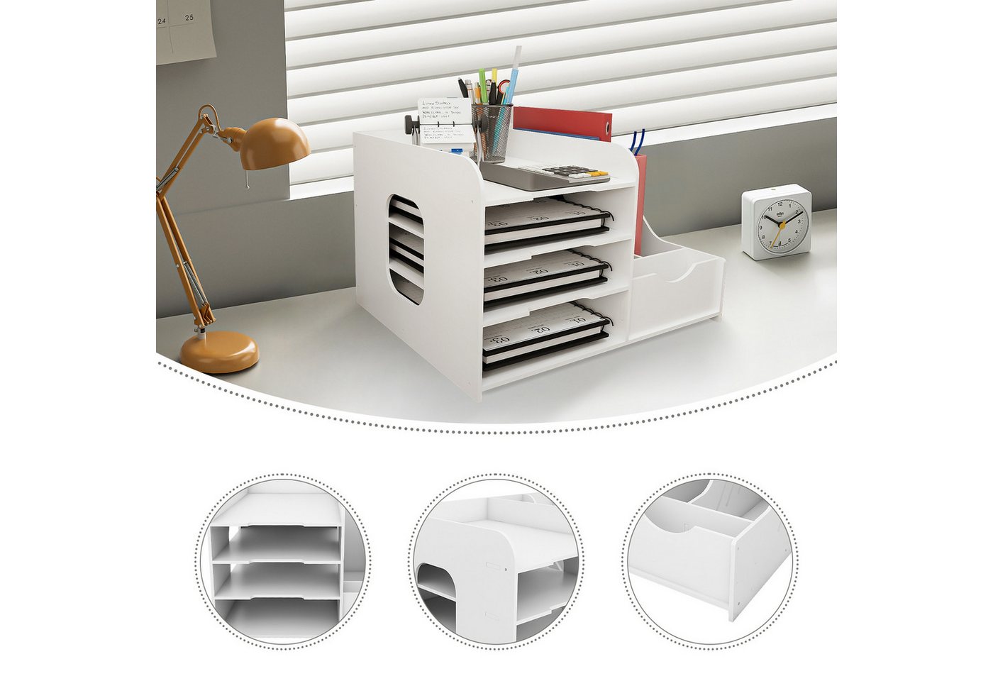 JEOBEST Regal-Schreibtisch Schreibtisch Organizer, Briefablage Stapelbar Dokumentenablage von JEOBEST