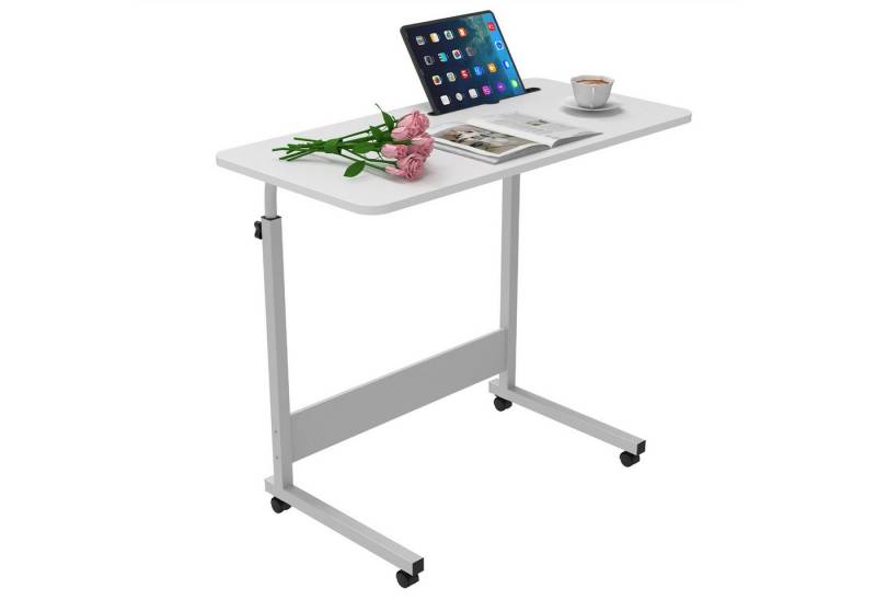 JEOBEST Schreibtisch Computertisch Mobiler Stehtisch 80x40cm Laptoptisch mit Rollen, (1-St), Höhenverstellbarer 69-90cm, Beistelltisch fürs Sofa von JEOBEST