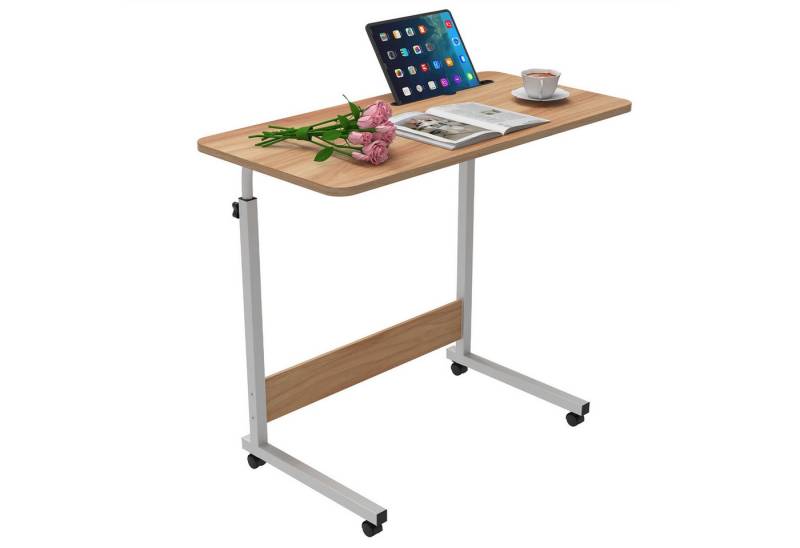 JEOBEST Schreibtisch Computertisch Mobiler Stehtisch 80x40cm Laptoptisch mit Rollen, (1-St), Höhenverstellbarer 69-90cm, Beistelltisch fürs Sofa von JEOBEST