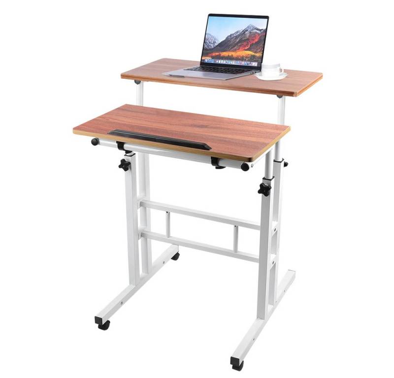 JEOBEST Schreibtisch Steh-Sitz Tisch Stehpult Verstellbarer Computertisch, (1-St., Laptoptisch), mit Rollen, 180° Neigbarer Tischplatte von JEOBEST