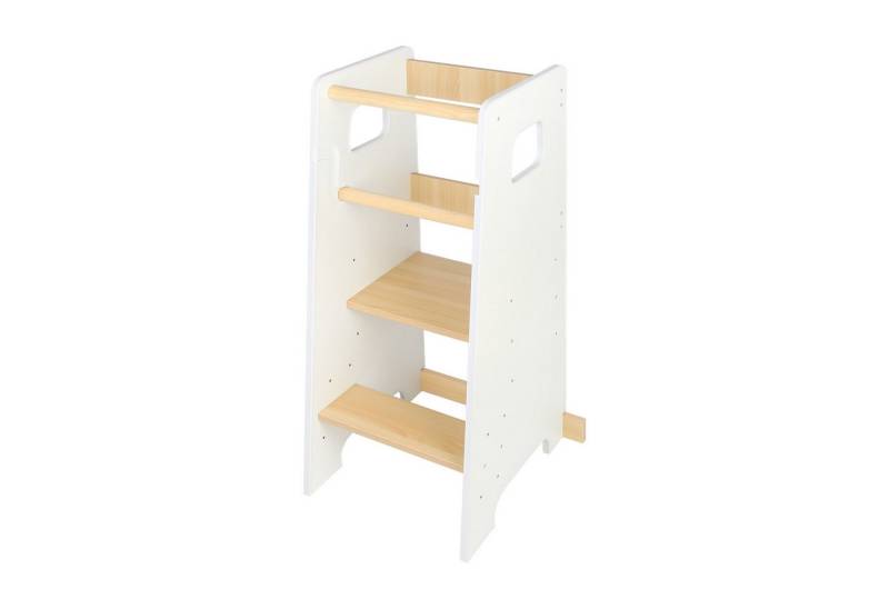 JEOBEST Stehhilfe Kinder Learning Tower-Lernturm, Learning Tower Tritthocker, 3-fach Höhenverstellbar, Stabil Robust, Doppelter Sicherheitsbarriere von JEOBEST