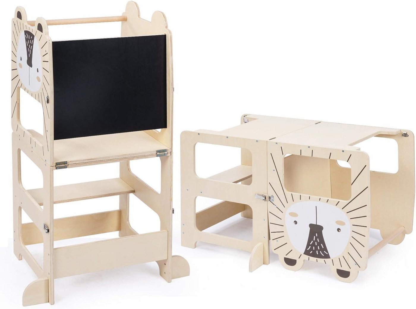 JEOBEST Stehhilfe Kleinkindturm, Lernturm, Stehturm, 3-in-1-Küchenhocker, (1 St, Holz, Klappbar) Helfer mit Kreidetafel von JEOBEST