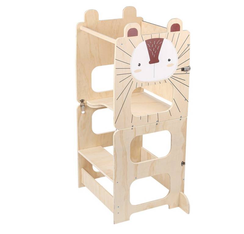 JEOBEST Stehhilfe Kleinkindturm, Lernturm, Stehturm, 3-in-1-Küchenhocker, (1 St, Holz, Klappbar) Helfer mit Kreidetafel von JEOBEST
