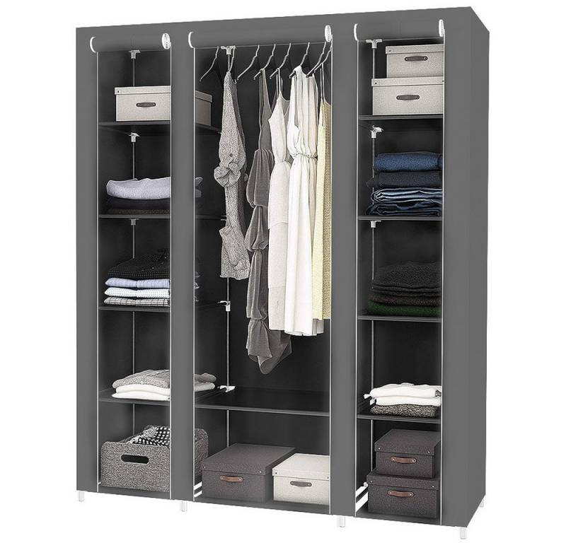 JEOBEST Stoffschrank Kleiderschrank Stoffschrank mit Kleiderstange mit Kleiderstange, Reißverschluss & Ablagen 172*134*43cm von JEOBEST