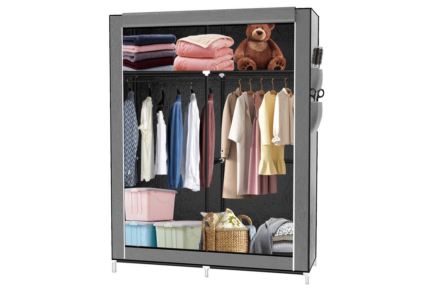 JEOBEST Stoffschrank Kleiderschrank mit Kleiderstange Seitentaschen und Überzug, Kleiderschränke Stabil JEOBEST Stoffschrank Kleiderschrank mit Kleiderstange Seitentaschen und Überzug, Kleiderschränke Stabil von JEOBEST