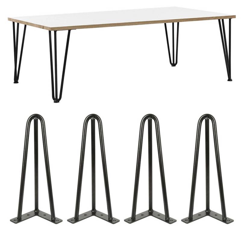 JEOBEST Bücherregal Moebelfuesse Metall Haarnadel Tischbeine mit 3 Streben, 4er Set Hairpin Legs Austauschbare Tisch 30 - 81cm von JEOBEST