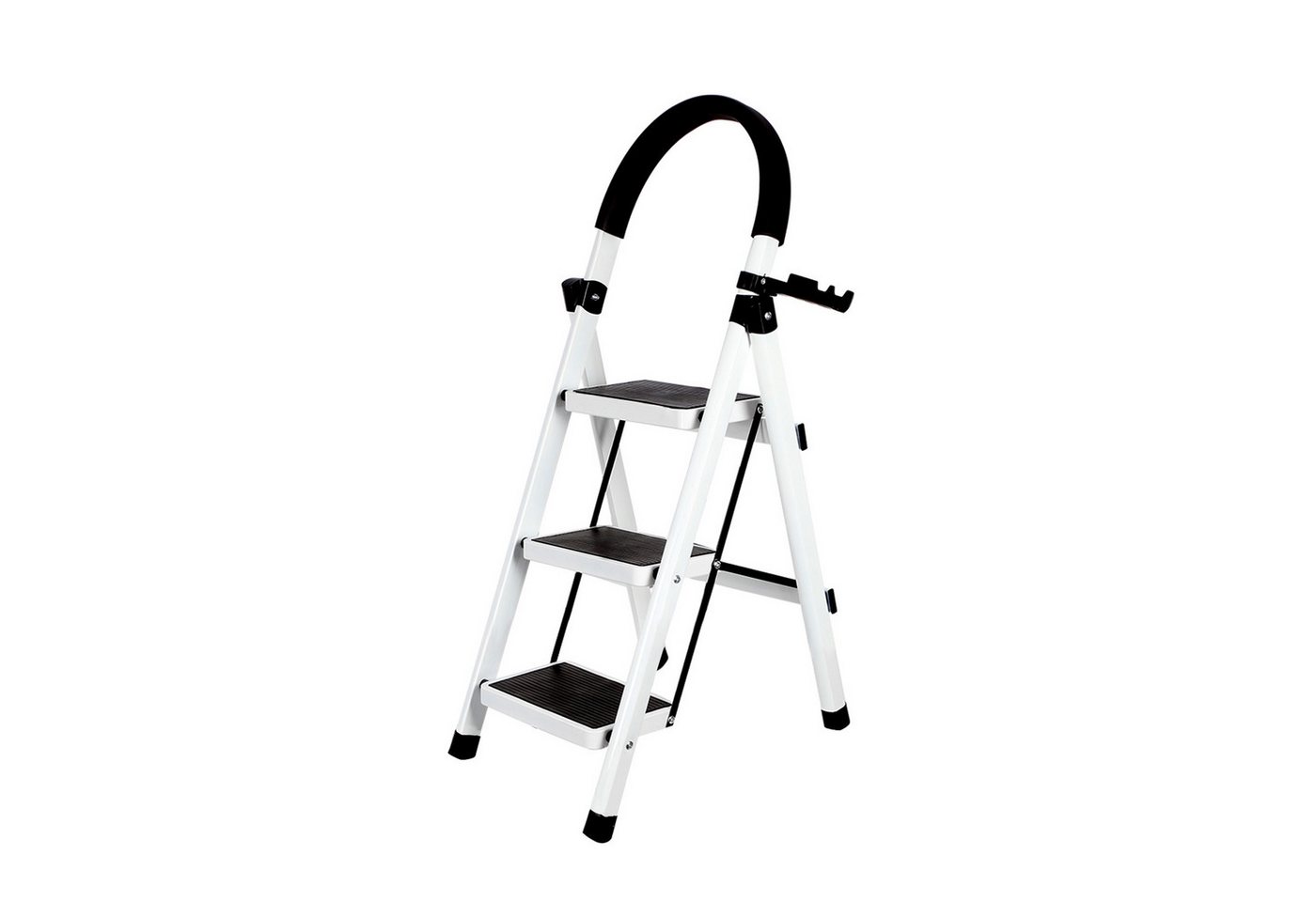 JEOBEST Trittleiter Stufenleiter, Klappleiter Tritthocker mit Handläufen, ( 3 Stufen) Sicherheitsleiter, Anti-Rutsch-stabilem und breitem Pedal von JEOBEST