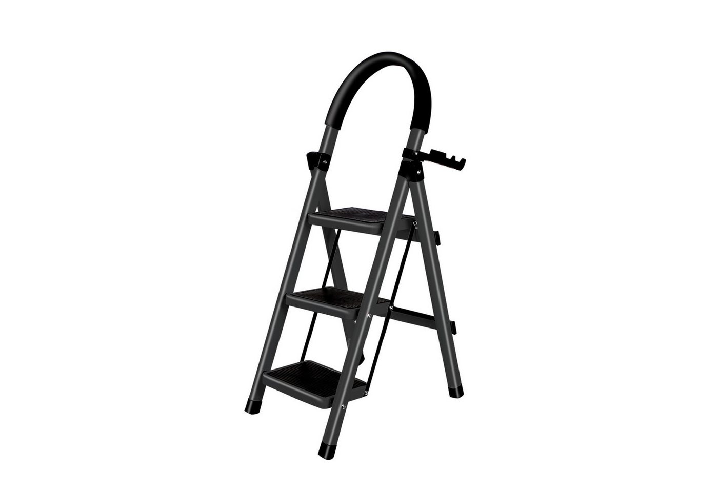 JEOBEST Trittleiter Stufenleiter, Klappleiter Tritthocker mit Handläufen, ( 3 Stufen) Sicherheitsleiter, Anti-Rutsch-stabilem und breitem Pedal von JEOBEST