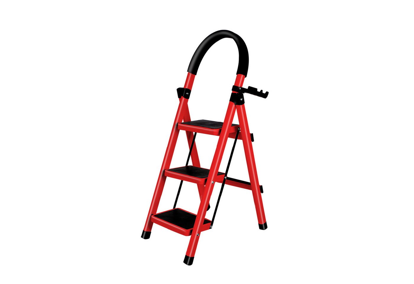 JEOBEST Trittleiter Stufenleiter, Klappleiter Tritthocker mit Handläufen, ( 3 Stufen) Sicherheitsleiter, Anti-Rutsch-stabilem und breitem Pedal von JEOBEST