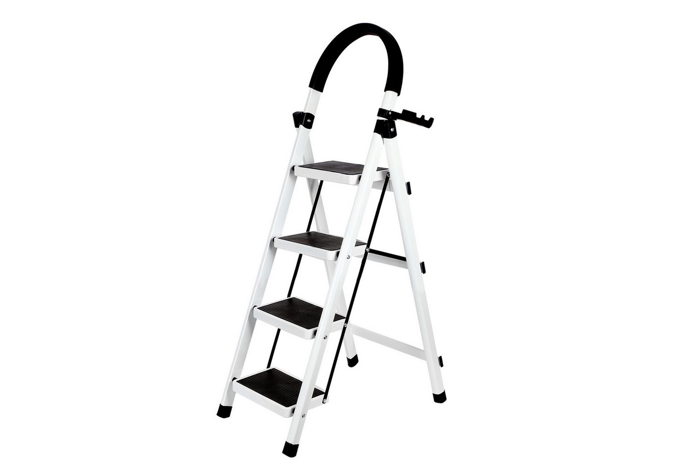 JEOBEST Trittleiter Stufenleiter, Klappleiter Tritthocker mit Handläufen, ( 4 Stufen) Sicherheitsleiter, Anti-Rutsch-stabilem und breitem Pedal von JEOBEST