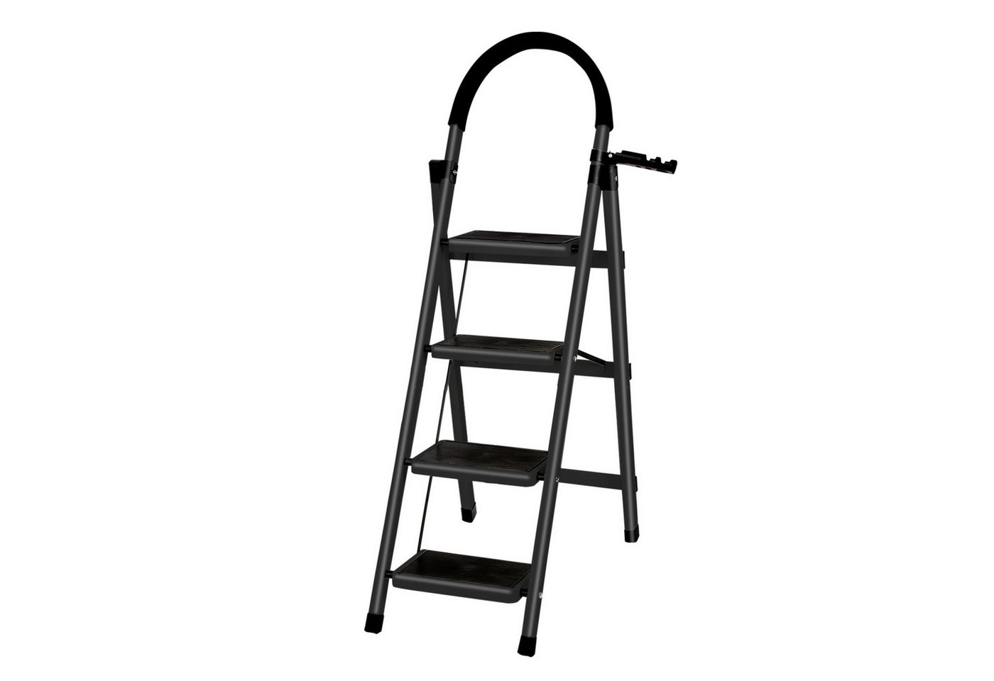 JEOBEST Trittleiter Stufenleiter, Klappleiter Tritthocker mit Handläufen, ( 4 Stufen) Sicherheitsleiter, Anti-Rutsch-stabilem und breitem Pedal von JEOBEST
