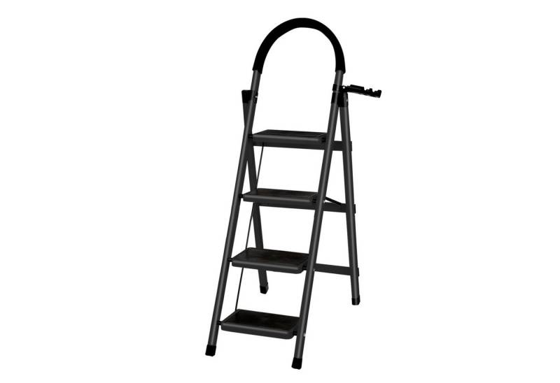 JEOBEST Trittleiter Stufenleiter, Klappleiter Tritthocker mit Handläufen, ( 4 Stufen) Sicherheitsleiter, Anti-Rutsch-stabilem und breitem Pedal von JEOBEST