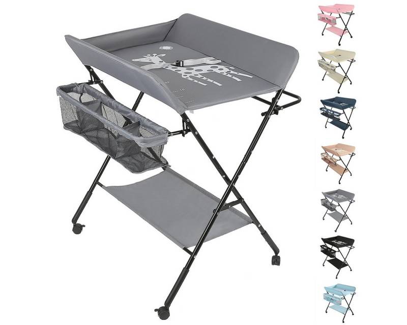 JEOBEST Wickeltisch Wickelauflage Mulde Kommode Unterlage Wickeln Baby Kind (KLAPPBAR), (1-tlg), Höhenverstellbar, Wasserdichte, Staufach, Mit Bremse von JEOBEST