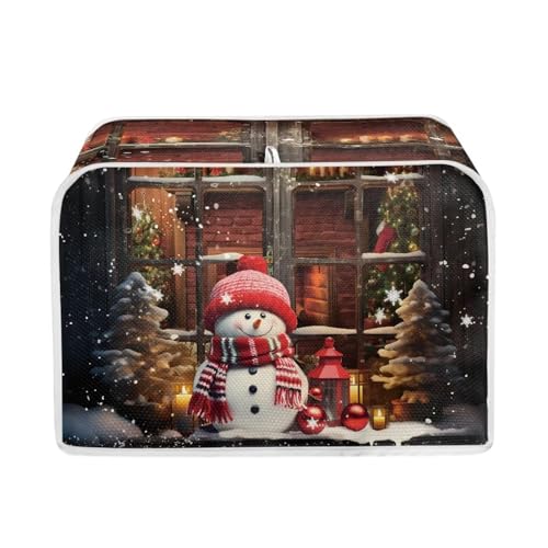 JEOCODY Weihnachts-Schneemann-Toaster-Abdeckung, passend für die meisten Standard-2-Scheiben-Toaster, Universalgröße, Mikrowelle, staubdichte Abdeckung, Frauengeschenk von JEOCODY