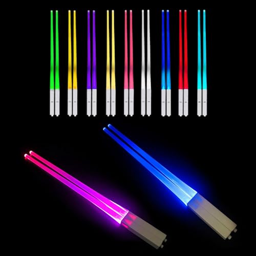 2 Paar Leuchtende Essstäbchen,LED Essstäbchen Leuchtende,Lightsaber Chopsticks,Leicht Tragbar mit 9 Farbmodi, BPA-frei,Wiederverwendbar Licht Essstäbchen für Küchen Dinnerparty Sushi Besteck 2 Paar Leuchtende Essstäbchen,LED Essstäbchen Leuchtende,Lightsaber Chopsticks,Leicht Tragbar mit 9 Farbmodi, BPA-frei,Wiederverwendbar Licht Essstäbchen für Küchen Dinnerparty Sushi Besteck von JEONDFG