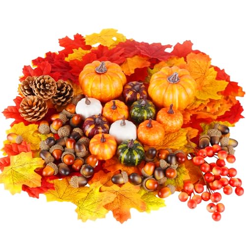 JEONDFG 162 Stück Herbst Künstliche Ahornblätter Kürbisse Set,Künstliche Kürbisse Set,Künstliche Kürbisse Verschiedene,für Herbst Thanksgiving Halloween Dekoration JEONDFG 162 Stück Herbst Künstliche Ahornblätter Kürbisse Set,Künstliche Kürbisse Set,Künstliche Kürbisse Verschiedene,für Herbst Thanksgiving Halloween Dekoration von JEONDFG