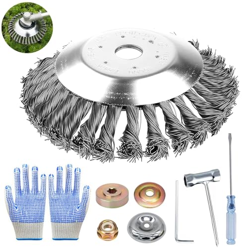 Unkrautbürste für Freischneider,8 Zoll Unkrautbürste 25,4 mm,2025 Gezahnte Drahtbürste für Freischneider,Universelle Wildkrautbürsten für Motorsensen,Unkrautbürste für Motorsense von JEONDFG