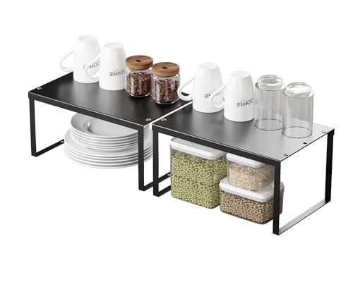 JEPEErbz Küchenschrank-Organizer, 2er-Pack, Schrank-Aufbewahrungsregal, Organizer, Metall, erweiterbarer Gewürzhalter, stapelbare Aufbewahrungsregale für Schrank, Regaleinsatz, Arbeitsplatte JEPEErbz Küchenschrank-Organizer, 2er-Pack, Schrank-Aufbewahrungsregal, Organizer, Metall, erweiterbarer Gewürzhalter, stapelbare Aufbewahrungsregale für Schrank, Regaleinsatz, Arbeitsplatte von JEPEErbz