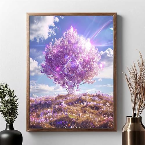 Diamond Painting Baum, Diamond Painting Erwachsene Landschaft Diamant Malerei Bilder Full Drill 5D DIY Diamont Art Stickerei Set Geeignet Als Geschenk, Zur Entspannung und Wanddeko 80x100cm JPF 1-U von JEPGFOU