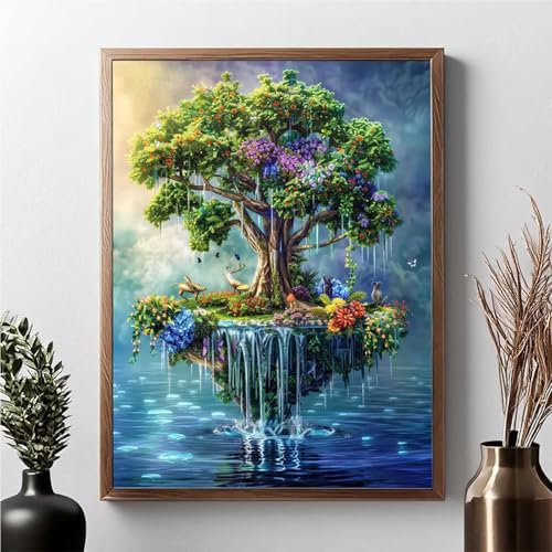 Diamond Painting Blume, Diamond Painting Erwachsene Baum Diamant Malerei Bilder Full Drill 5D DIY Diamont Art Stickerei Set Geeignet Als Geschenk, Zur Entspannung und Wanddeko 30 x 40 cm JPF 4-8 von JEPGFOU
