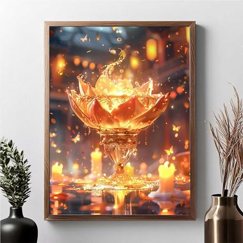 Diamond Painting Blume, Diamond Painting Erwachsene Kerze Diamant Malerei Bilder Full Drill 5D DIY Diamont Art Stickerei Set Geeignet Als Geschenk, Zur Entspannung und Wanddeko 70x95cm JPF M-4 von JEPGFOU