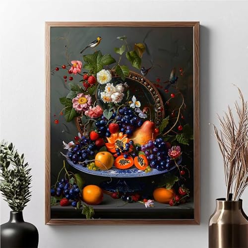 Diamond Painting Blume, Diamond Painting Erwachsene Obst Diamant Malerei Bilder Full Drill 5D DIY Diamont Art Stickerei Set Geeignet Als Geschenk, Zur Entspannung und Wanddeko 30 x 40 cm JPF Z-5 von JEPGFOU