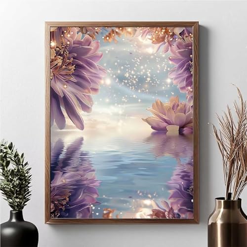 Diamond Painting Blume, Diamond Painting Erwachsene Sea Diamant Malerei Bilder Full Drill 5D DIY Diamont Art Stickerei Set Geeignet Als Geschenk, Zur Entspannung und Wanddeko 60x80cm JPF 3-7 von JEPGFOU