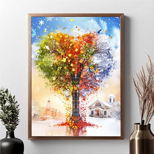 Diamond Painting Erwachsene Baum Diamond Painting Kinder Landschaft 5D DIY Runden Mosaikherstellung Basteln Erwachsene Anfänger Set für Heim Schlafzimmer Wand Deko, Geschenke 50 x 70 cm JPF N-I von JEPGFOU