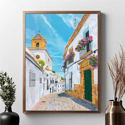Diamond Painting Erwachsene Blume Diamond Painting Kinder Architektur 5D DIY Runden Mosaikherstellung Basteln Erwachsene Anfänger Set für Heim Schlafzimmer Wand Deko, Geschenke 70x95cm JPF Y-1 von JEPGFOU