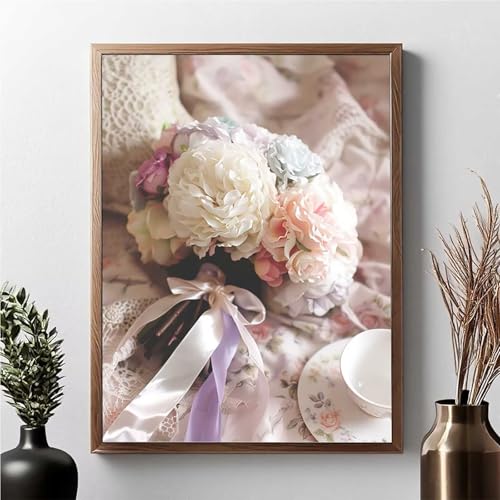 Diamond Painting Erwachsene Blume Diamond Painting Kinder Blumen 5D DIY Runden Mosaikherstellung Basteln Erwachsene Anfänger Set für Heim Schlafzimmer Wand Deko Wohnzimmer, Geschenke 30x40cm JPF P-9 von JEPGFOU
