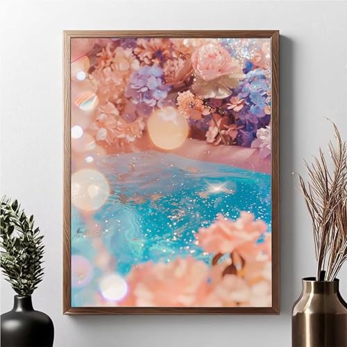 Diamond Painting Erwachsene Blume Diamond Painting Kinder Blumen 5D DIY Runden Mosaikherstellung Basteln Erwachsene Anfänger Set für Heim Schlafzimmer Wand Deko Wohnzimmer, Geschenke 80x100cm JPF 1-4 von JEPGFOU