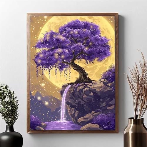 Diamond Painting Erwachsene Fallen Diamond Painting Kinder Baum 5D DIY Runden Mosaikherstellung Basteln Erwachsene Anfänger Set für Heim Schlafzimmer Wand Deko Wohnzimmer, Geschenke 50x70cm JPF 2-I von JEPGFOU