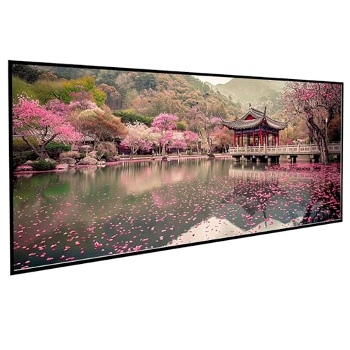 Diamond Painting Erwachsene Garten Diamond Painting Kinder KirschblüTenbaum, DIY Runden Steine Mosaikherstellung Basteln Erwachsene Anfänger Set für Heim Schlafzimmer Deko, Geschenke 80x160cm PJY7 2-F von JEPGFOU