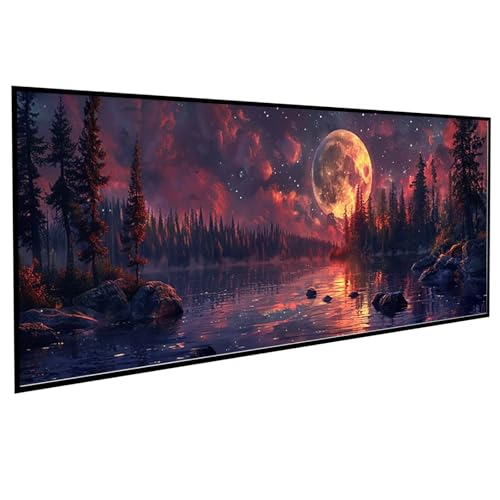 Diamond Painting Erwachsene Landschaft Diamond Painting Kinder Vollmond, DIY Runden Steine Mosaikherstellung Basteln Erwachsene Anfänger Set für Heim Schlafzimmer Deko, Geschenke 50 x 100 cm PJY4 Y-R von JEPGFOU