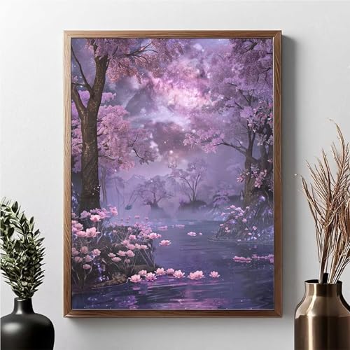 Diamond Painting Landschaft, Diamond Painting Erwachsene Blume Diamant Malerei Bilder Full Drill 5D DIY Diamont Art Stickerei Set Geeignet Als Geschenk, Zur Entspannung und Wanddeko 70x95cm JPF Y-9 von JEPGFOU